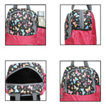 AMARY Lunch Bag with Front Pockets & Bottle Holder | Sturdy Light Weight Special Material | Water Repellent | Spacious Tiffin Bag, Lunch Bag, Storage Bag for All Purpose Needs (Butterfly, Pink)