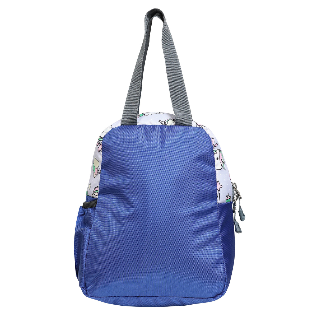 AMARY Lunch Bag with Front Pockets & Bottle Holder | Sturdy Light Weight Special Material | Water Repellent | Spacious Tiffin Bag, Lunch Bag, Storage Bag for All Purpose Needs (Unicorn, Blue )