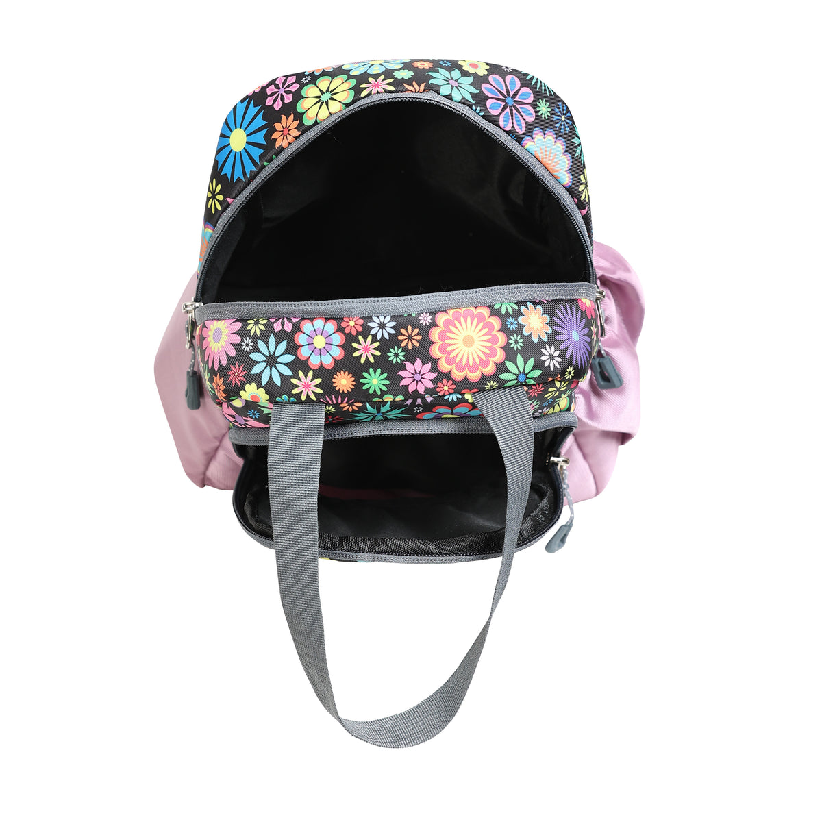 AMARY Spacious Lunch Bag with Front Pockets & Bottle Holder | Sturdy & Lightweight Special Material | Water-Repellent Tiffin Bag, Meal Storage Bag for Office, School, Travel & Picnic (Flower, Lavender )