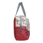 AMARY Lunch Bag with Front Pockets & Bottle Holder | Sturdy Light Weight Special Material |Water Repellent | Spacious Tiffin Bag, Lunch Bag, Bag for All Purpose Needs (Birds Bear, Maroon)