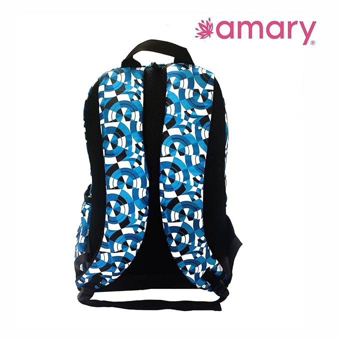 AMARY Dynamic Blue Geometric Backpack – Trendy, Spacious & Durable for Work, School & Adventures!