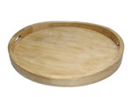 Amary Mango Wood Round Serving Tray – Handmade Multifunctional Tray for Food & Drinks, Easy Grip