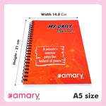 Amary My Daily Planner – 160 Pages, 90 GSM, Wire-O Bound | Organize Your Day with To-Do Lists, Priorities, Goal & Wellness Tracker, Appointments, Deadlines, Reminders, Notes | Saffron