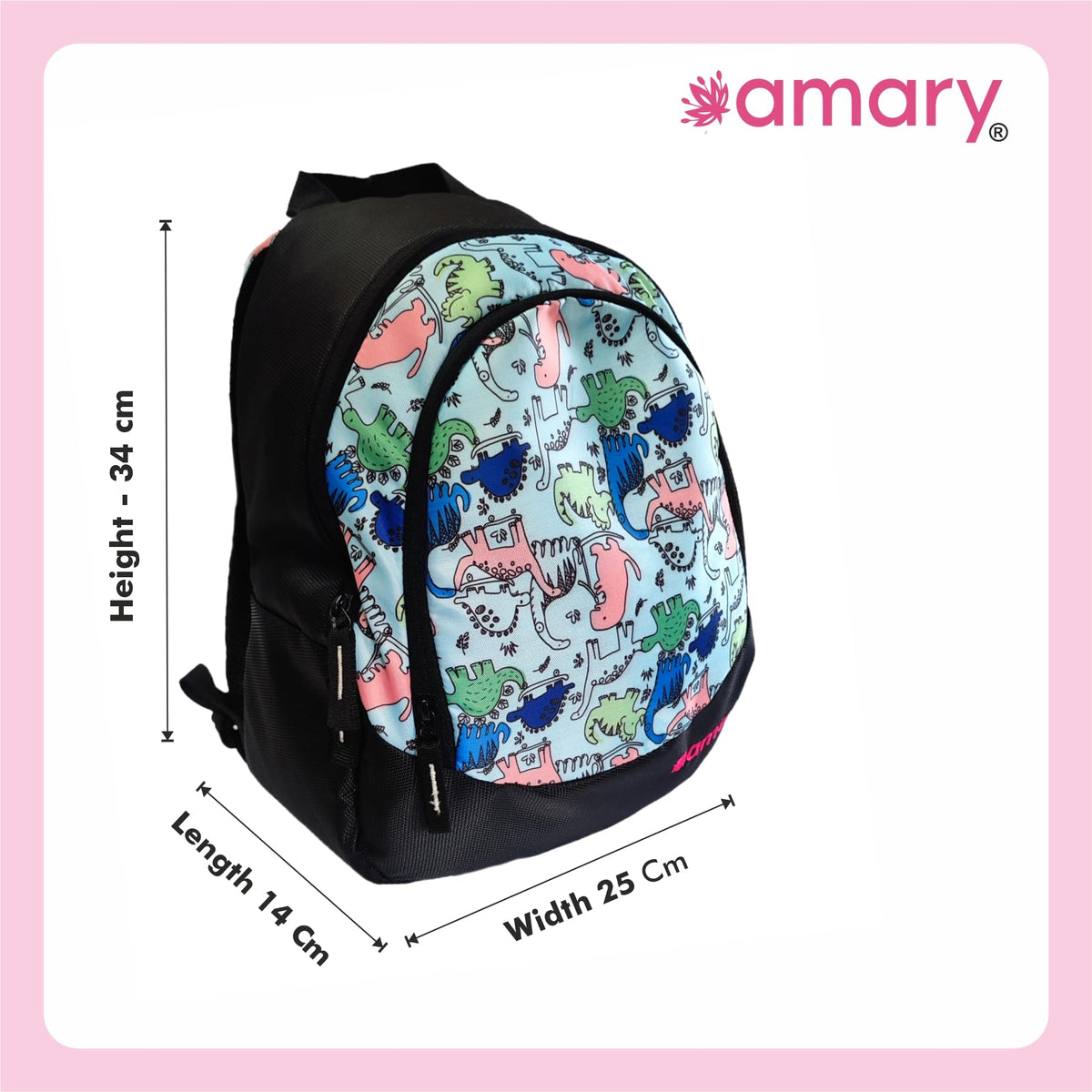 AMARY Dino Kids School Bag Small – Compact & Lightweight Backpack with Fun Dinosaur Design | Ideal for Preschool & Kindergarten