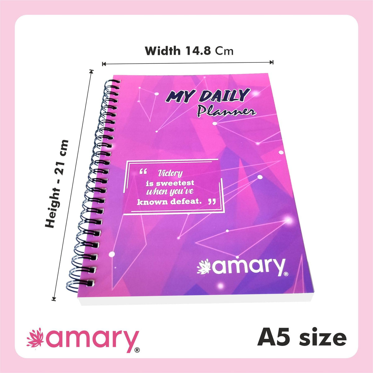 Amary My Daily Planner – 160 Pages, 90 GSM, Wire-O Bound | Organize Your Day with To-Do Lists, Priorities, Goal & Wellness Tracker, Appointments, Deadlines, Reminders, Notes | Purple