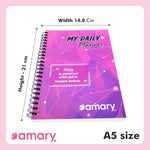 Amary My Daily Planner – 160 Pages, 90 GSM, Wire-O Bound | Organize Your Day with To-Do Lists, Priorities, Goal & Wellness Tracker, Appointments, Deadlines, Reminders, Notes | Purple