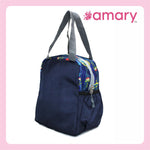 AMARY Lunch Bag with Front Pockets & Bottle Holder | Sturdy Light Weight Special Material | Water Repellent | Spacious Tiffin Bag, Lunch Bag, Storage Bag for All Purpose Needs (Giraffe, Navy Blue)