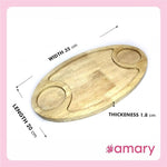 Amary Rubber Wood Oval Serving Tray – Multifunctional Tray with Sauce Dip Spaces, Easy to Carry & Decorate
