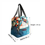 AMARY Trendy Lunch Bag – Abstract Aqua Blue | Stylish, Spacious & Lightweight for Work, School & Travel