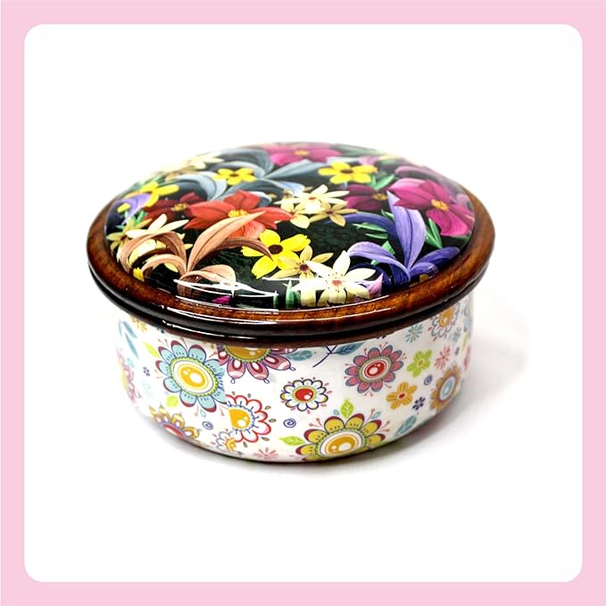 Amary Sheesham Wood Box with Lid – Hand-Enameled Storage for Dry Fruits & Jewelry, Kitchen Organizer