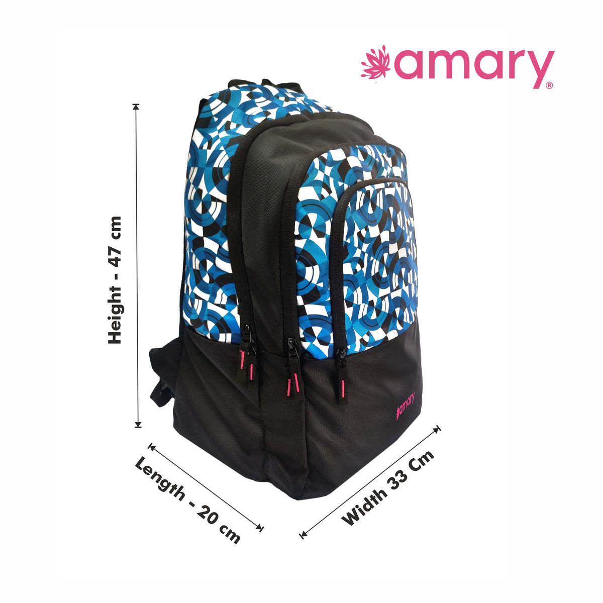 AMARY Standard School & College Backpack | 1000D Water-Resistant Fabric | Durable, Lightweight & Spacious with 3 Compartments | YKK Runner & Nylon Stitching | Perfect for School, College & Travel
