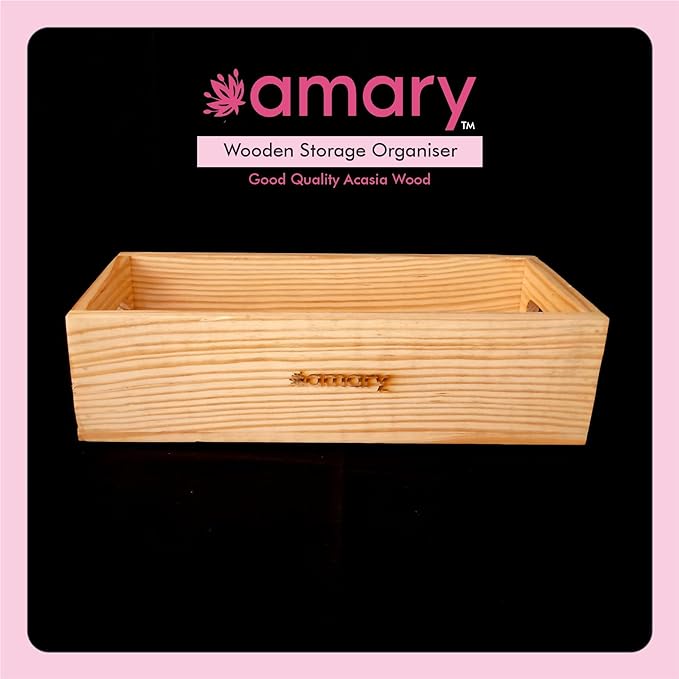 Amary Pine Wood Serving & Storage Tray – Handcrafted Eco-Friendly Organizer for Kitchen & Table Décor