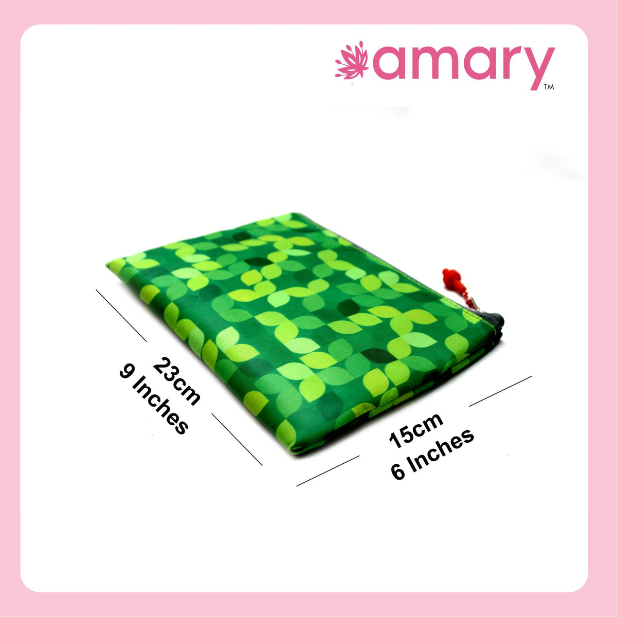 AMARY Multifunctional Pouch – Lightweight Matty Fabric Organizer with Zipper Compartment | Ideal for Work, School & Daily Use (Green)