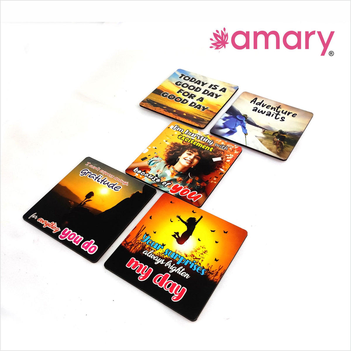 Amary MDF Fridge Magnet – Inspire, Smile , Explore | Quotes, Interactive, Funny & Intellectual Fridge Magnets | Gift and Decoration Gift| Set of 5