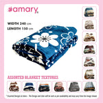 Amary Single Bed Plush Flannel Blanket | Reversible, Lightweight & Cozy | Heavy Duty, Soft, Skin-Friendly | All Seasons Comfort for Home, Camping, Travel | 240cm x 150cm (Assorted Design)