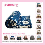 Amary Single Bed Plush Flannel Blanket | Reversible, Lightweight & Cozy | Heavy Duty, Soft, Skin-Friendly | All Seasons Comfort for Home, Camping, Travel | 240cm x 150cm (Assorted Design)