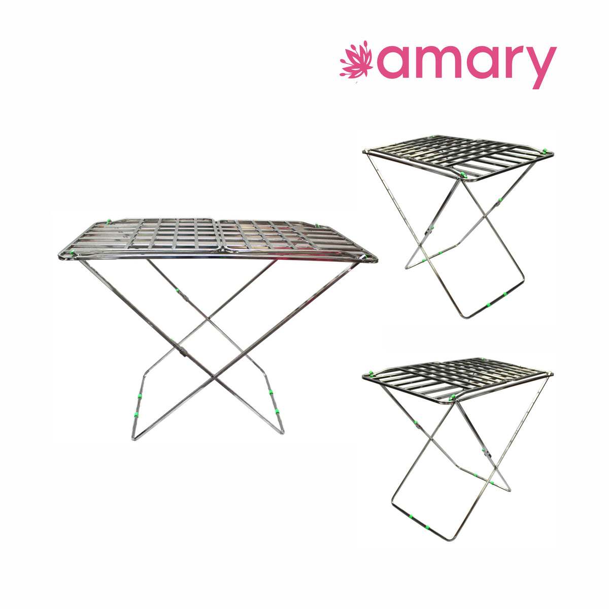 Amary Premium Heavy- Duty Stainless Steel Foldable Cloth Dryer Stand | Double Rack, Spacious Design, Easy Storage, Pre-assembled and Easy to use (Big – 196cmx61cmx112cm)