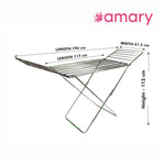 Amary Premium Heavy- Duty Stainless Steel Foldable Cloth Dryer Stand | Double Rack, Spacious Design, Easy Storage, Pre-assembled and Easy to use (Big – 196cmx61cmx112cm)
