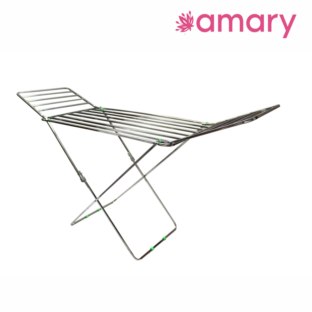 Amary Premium Heavy- Duty Stainless Steel Foldable Cloth Dryer Stand | Double Rack, Spacious Design, Easy Storage, Pre-assembled and Easy to use (Big – 196cmx61cmx112cm)