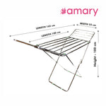 Amary Premium Heavy- Duty Stainless Steel Foldable Cloth Dryer Stand | Double Rack, Spacious Design, Easy Storage, Pre-assembled and Easy to use (Medium – 165cmx55cmx100cm)