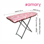 Amary Premium Wooden Ironing Board/Table with Iron Holder – Heavy-Duty Frame, Adjustable Height, Compact & Portable Design for Easy Storage, Pre-Assembled, User-Friendly (Assorted Design, 122cm x 38cm)