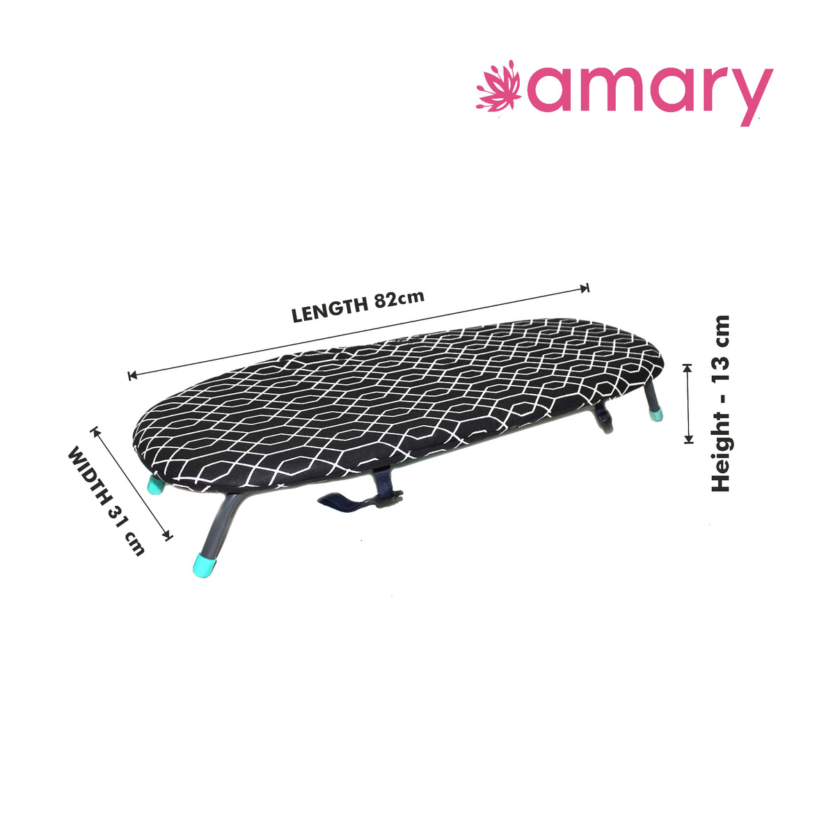 Amary Compact Folding Table Top Ironing Board/Table – Space saving portable Design, Lightweight, Pre-Assembled & User-Friendly (Assorted Design, 82cm x 31cm)