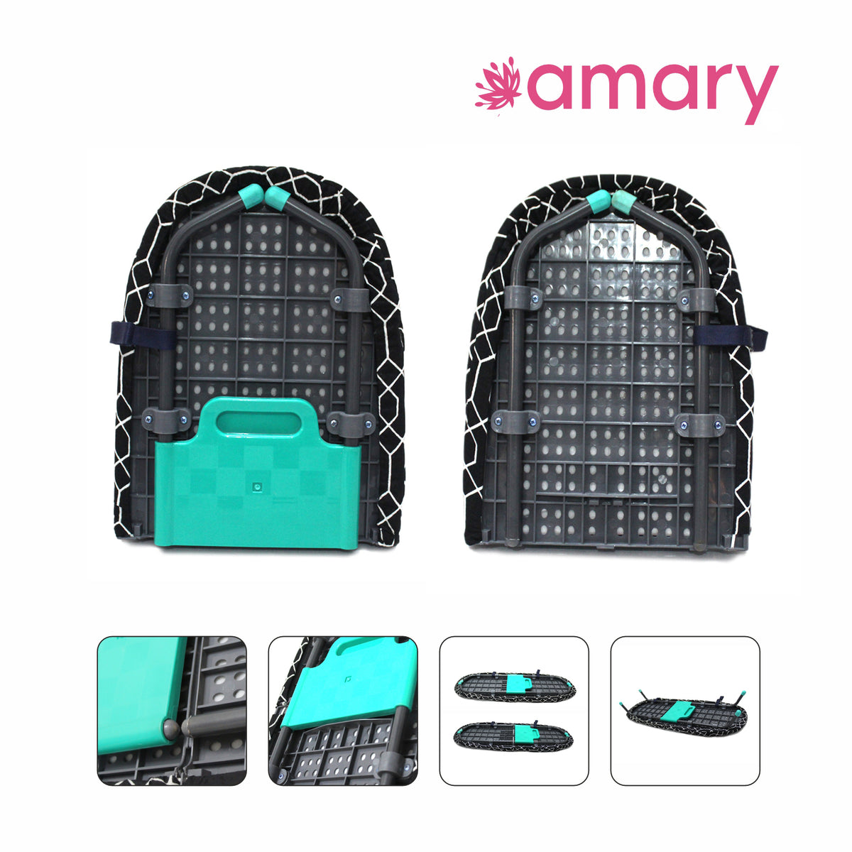 Amary Compact Folding Table Top Ironing Board/Table – Space saving portable Design, Lightweight, Pre-Assembled & User-Friendly (Assorted Design, 82cm x 31cm)