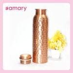 Amary Pure Copper Bottle Matt Hammered | Jointless, Advanced Leakproof and BPA Free| Ayurvedic Health Benefits, Enhance Immunity | Ideal for Travel, Office, Gym, Yoga, Home, Kitchen| (Pack of 1, 1 Liter)