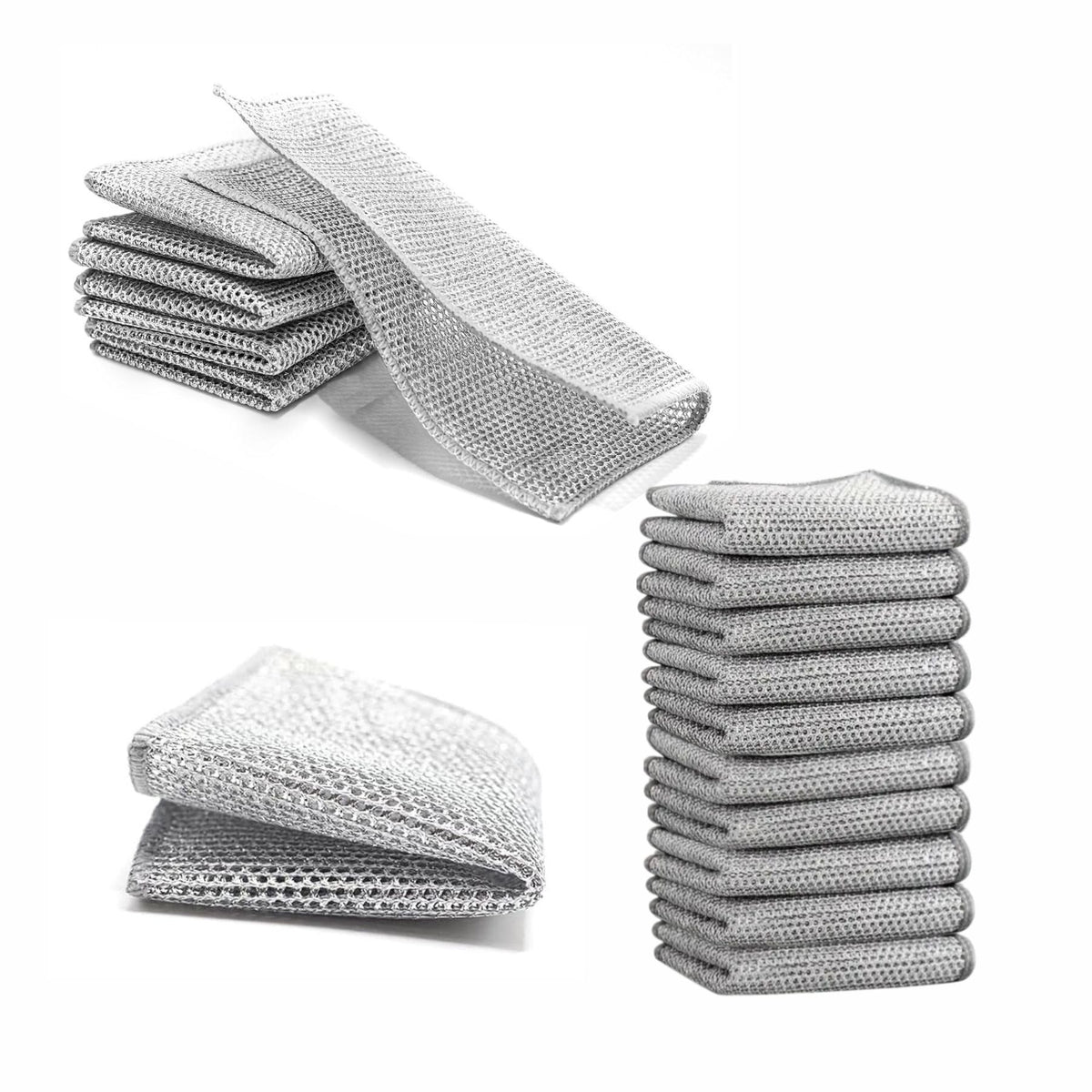 Amary Multipurpose Wire Dishwashing Rags – Stainless-Steel Scrubbers for Dishes, Sinks & Counters (Pack of 10)