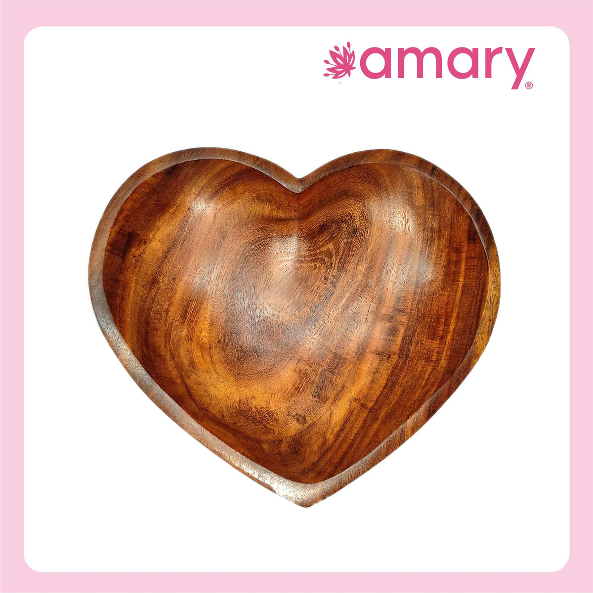Amary Sheesham Wood Heart-Shaped Serving Bowl (20cm) | Perfect for Salads, Fruits, Snacks & Popcorn | Space-Saving & Stackable | Elegant Kitchen Décor & Great Gift