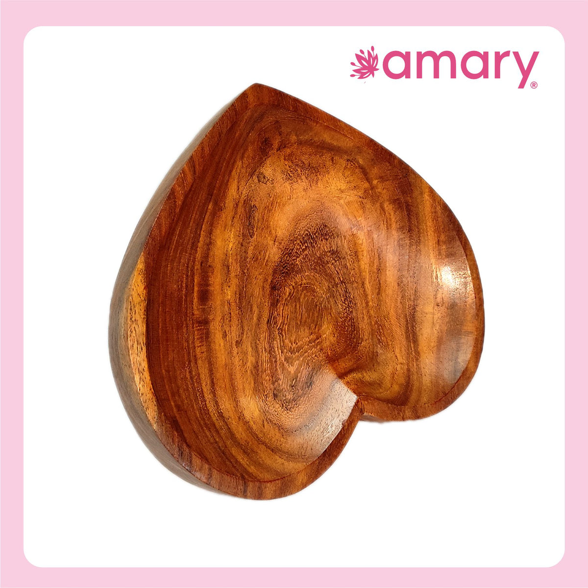 Amary Sheesham Wood Heart-Shaped Serving Bowl (20cm) | Perfect for Salads, Fruits, Snacks & Popcorn | Space-Saving & Stackable | Elegant Kitchen Décor & Great Gift
