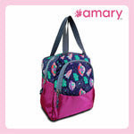 AMARY Lunch Bag with Front Pockets & Bottle Holder – Spacious, Lightweight, Water-Repellent Tiffin Bag for Work, School & Travel (Galaxy, Violet)