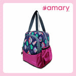 AMARY Lunch Bag with Front Pockets & Bottle Holder – Spacious, Lightweight, Water-Repellent Tiffin Bag for Work, School & Travel (Galaxy, Violet)