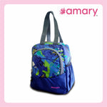 AMARY Lunch Bag with Front Pockets & Bottle Holder – Spacious, Lightweight, Water-Repellent Tiffin Bag for Work, School & Travel (Helicopter, Blue)