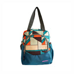 AMARY Lunch Bag with Front Pockets & Bottle Holder | Sturdy Light Weight Special Material |Water Repellent | Spacious Tiffin Bag, Lunch Bag, Bag for All Purpose Needs (Abstract,Aqua Blue)