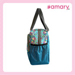 AMARY Lunch Bag with Front Pockets & Bottle Holder | Sturdy Light Weight Special Material |Water Repellent | Spacious Tiffin Bag, Lunch Bag, Bag for All Purpose Needs (Butterfly,Auqa Blue)