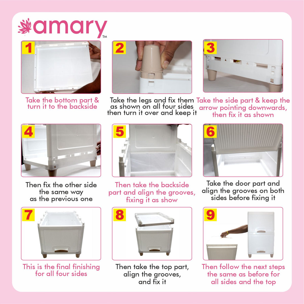 AMARY 1-Layer Cupboard Drawer Storage Box – Compact White Plastic Organizer for Clothes, Toys & Everyday Essentials