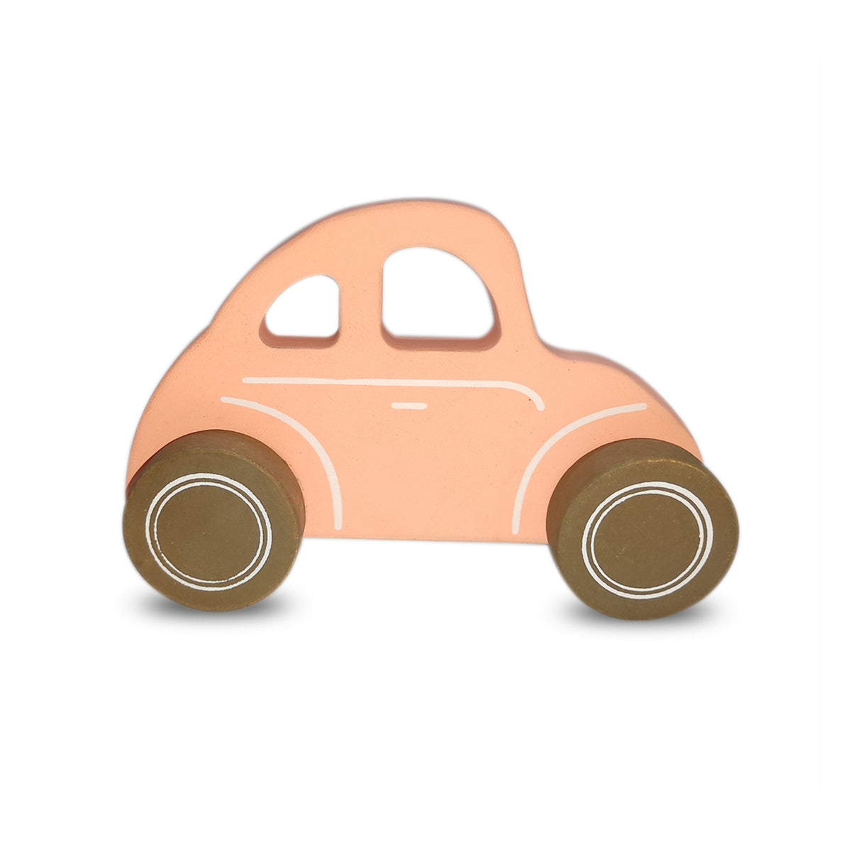 Avian Wooden Pink Push & Pull Car Toy | Eco-Friendly & Non-Toxic | Develops Motor Skills | For Kids 1+