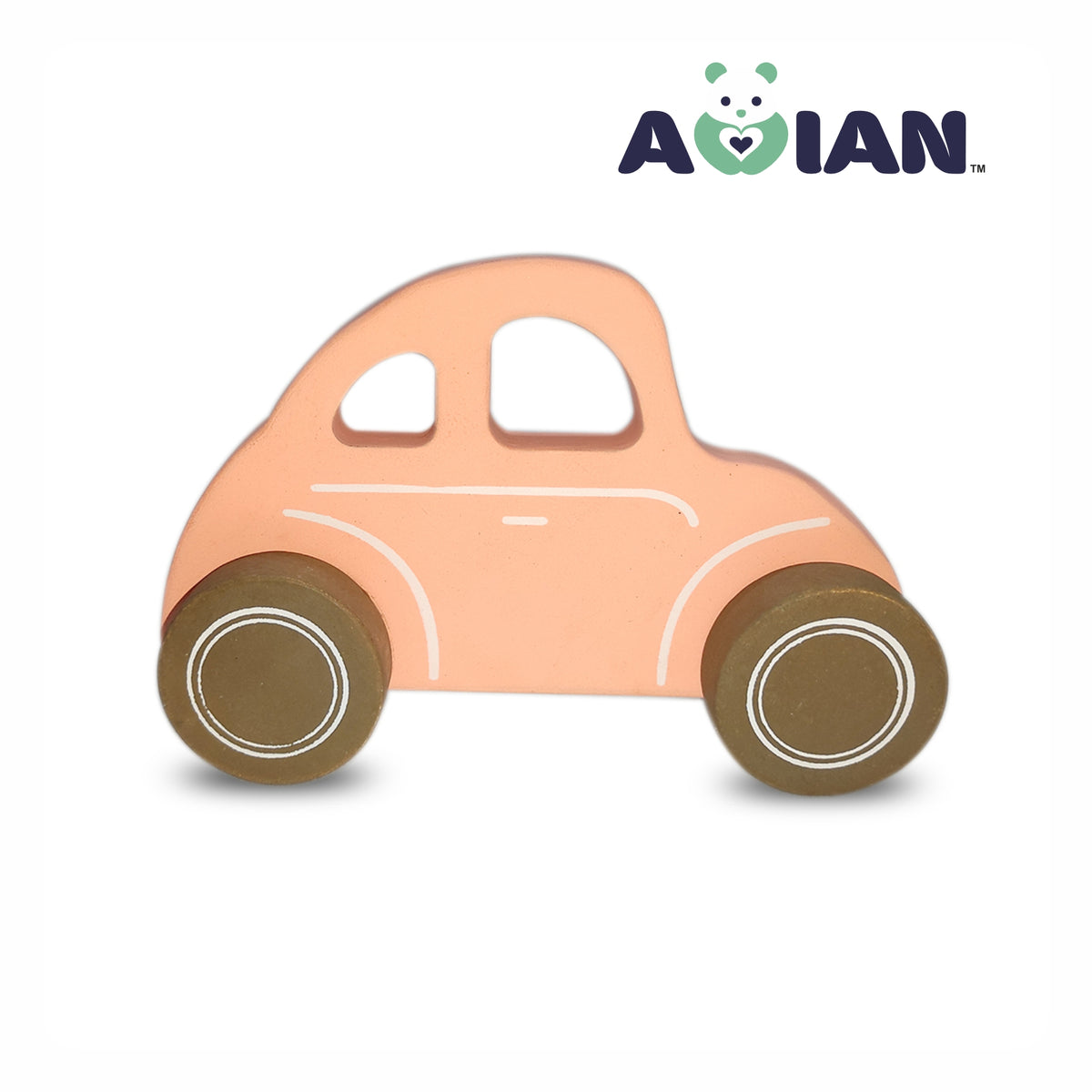 Avian Wooden Pink Push & Pull Car Toy | Eco-Friendly & Non-Toxic | Develops Motor Skills | For Kids 1+