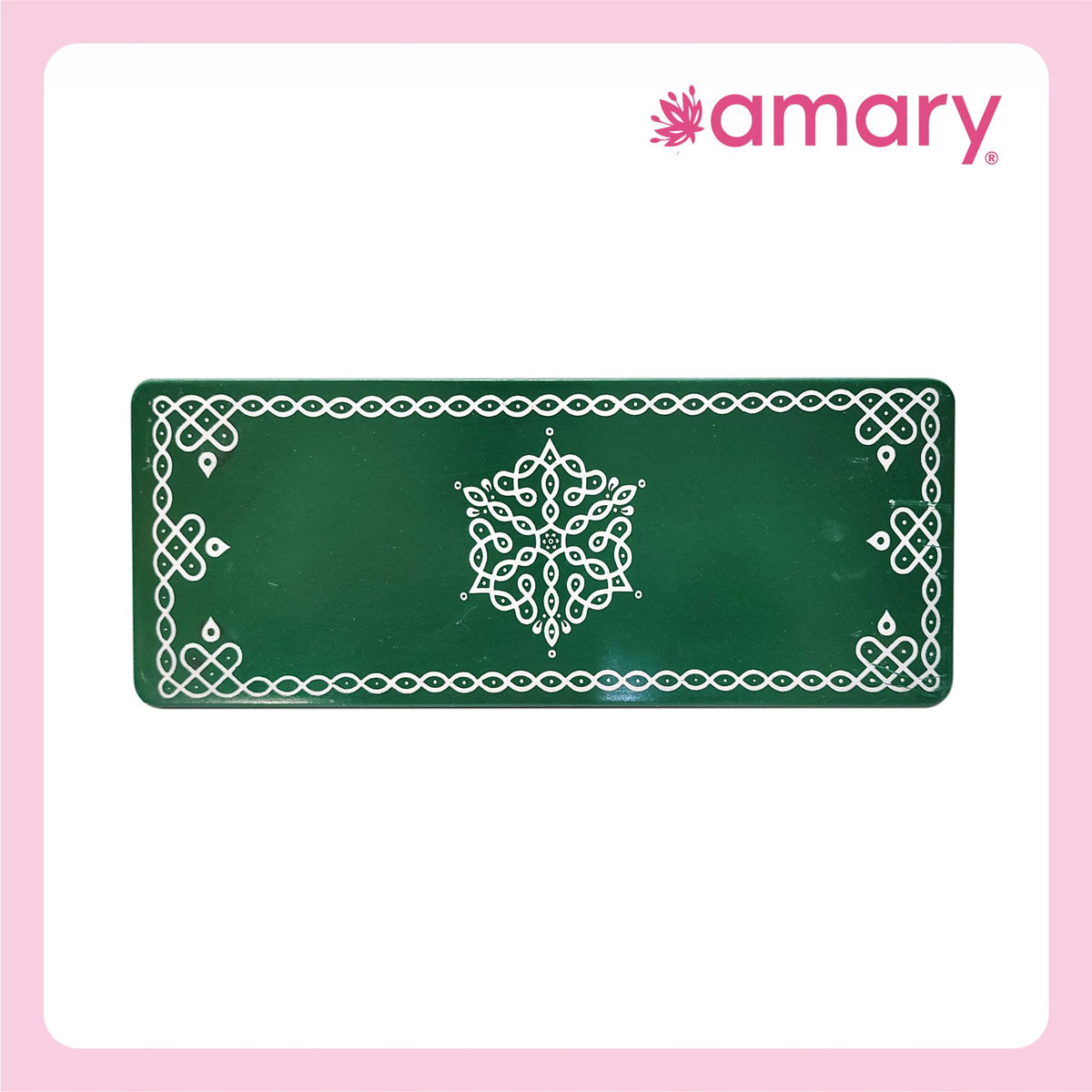 Amary Pooja Chowki | Wooden Palaka/Mane Pedestal for Puja and Diya stand |Traditional MDF Base with Intricate Design | Durable & Decorative | RectangleShape – Orange (Medium - 30cm x12cm)