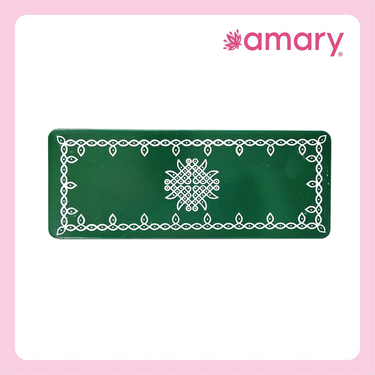 Amary Pooja Chowki | Wooden Palaka/Mane Pedestal for Puja and Diya stand |Traditional MDF Base with Intricate Design | Durable & Decorative | Rectangle Shape – Orange (Small - 26cm x10cm)