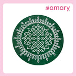 Amary Pooja Chowki | Wooden Palaka/Mane Pedestal for Puja and Diya stand |Traditional MDF Base with Intricate Design | Durable & Decorative | Circle Shape – Orange (Small - 20cm x20cm)