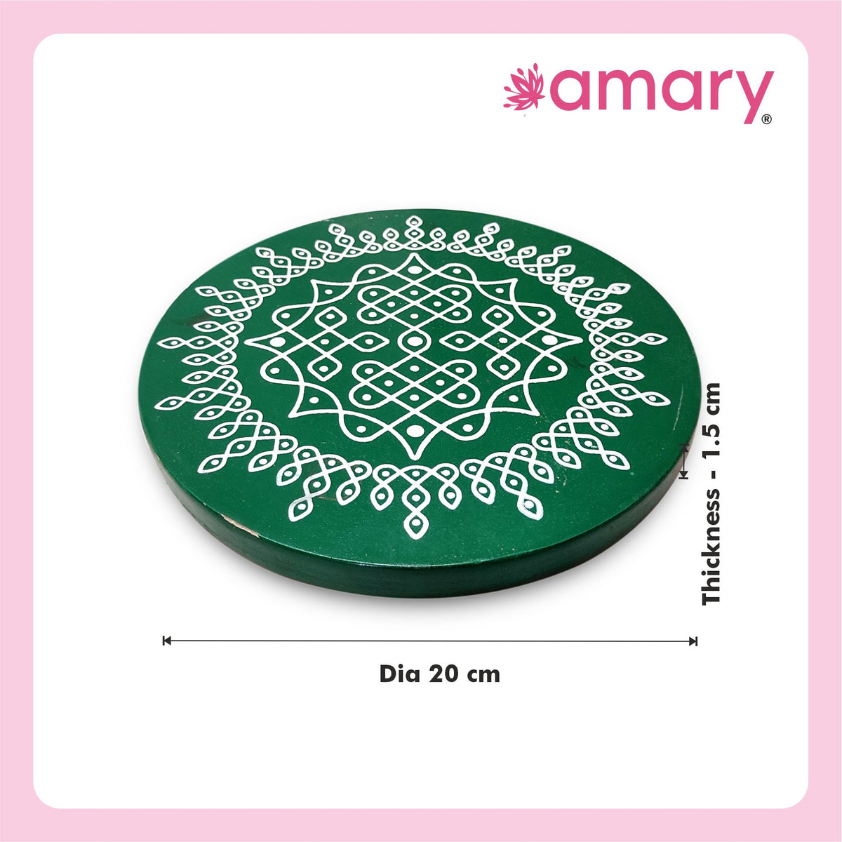 Amary Pooja Chowki | Wooden Palaka/Mane Pedestal for Puja and Diya stand |Traditional MDF Base with Intricate Design | Durable & Decorative | Circle Shape – Orange (Small - 20cm x20cm)