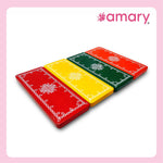 Amary Pooja Chowki | Wooden Palaka/Mane Pedestal for Puja and Diya stand |Traditional MDF Base with Intricate Design | Durable & Decorative | Rectangle Shape – Orange (Small - 26cm x10cm)