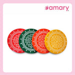 Amary Pooja Chowki | Wooden Palaka/Mane Pedestal for Puja and Diya stand |Traditional MDF Base with Intricate Design | Durable & Decorative | Circle Shape – Orange (Small - 20cm x20cm)