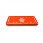 Amary Pooja Chowki | Wooden Palaka/Mane Pedestal for Puja and Diya stand |Traditional MDF Base with Intricate Design | Durable & Decorative | Rectangle Shape – Orange (Small - 26cm x10cm)