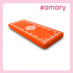 Amary Pooja Chowki | Wooden Palaka/Mane Pedestal for Puja and Diya stand |Traditional MDF Base with Intricate Design | Durable & Decorative | Rectangle Shape – Orange (Small - 26cm x10cm)