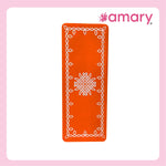 Amary Pooja Chowki | Wooden Palaka/Mane Pedestal for Puja and Diya stand |Traditional MDF Base with Intricate Design | Durable & Decorative | Rectangle Shape – Orange (Small - 26cm x10cm)