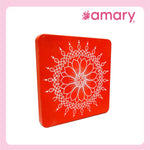 Amary Pooja Chowki | Wooden Palaka/Mane Pedestal for Puja and Diya stand |Traditional MDF Base with Intricate Design | Durable & Decorative | Square Shape – Orange (Small - 15cm x15cm)
