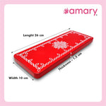 Amary Pooja Chowki | Wooden Palaka/Mane Pedestal for Puja and Diya stand |Traditional MDF Base with Intricate Design | Durable & Decorative | Rectangle Shape – Orange (Small - 26cm x10cm)